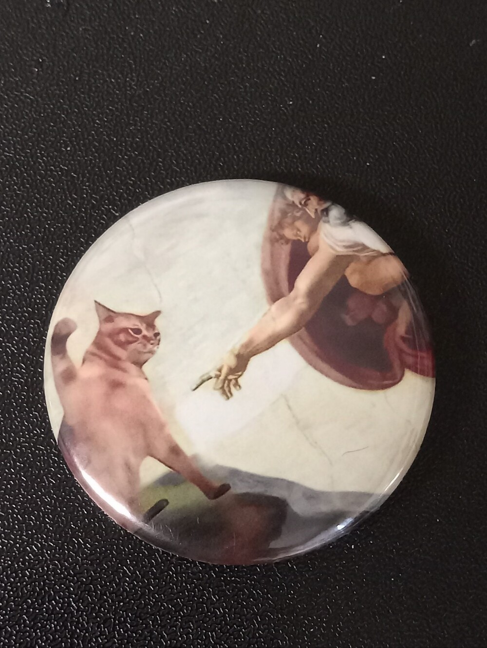 Cat Art Button Pin - Cream, Pink, White